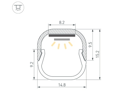 Профиль LINE-D-1515-2000 SQUARE ANOD