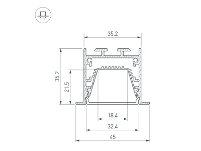 Профиль LINIA45-F-TRAY-2000 BLACK