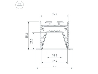 Профиль LINIA45-F-TRAY-3000 BLACK