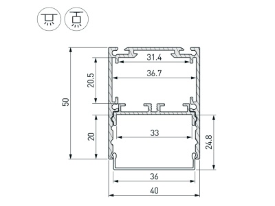 Профиль SL-LINE-4050-3L-2000 ANOD
