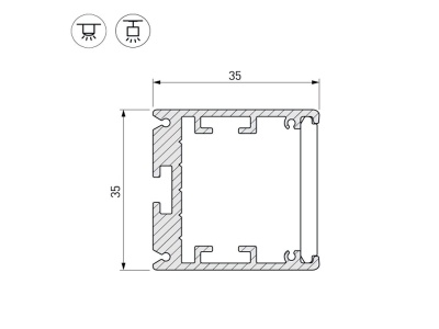 Профиль SL-ARC-3535-D1500-W90 SILVER (1180мм, дуга 1 из 4)