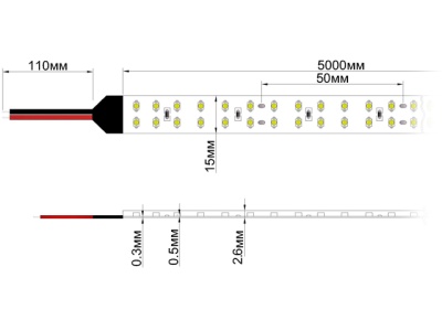 Чертеж Светодиодная лента Лента RTW 2-5000SE (3528, 1200 LED)