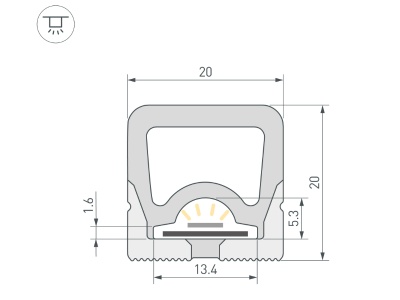 Силиконовый профиль WPH-FLEX-2020-TOP-S13-10m WHITE