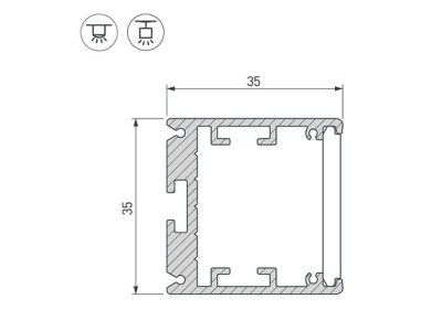 Профиль SL-ARC-3535-D1500-N90 BLACK (1180мм, дуга 1 из 4)