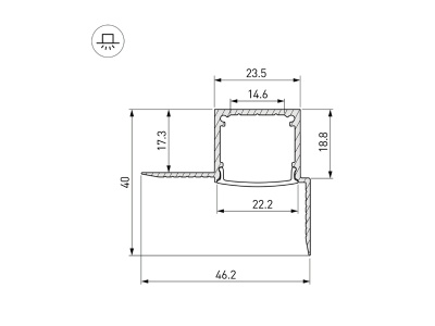 Профиль FANTOM-W20-H20-EDGE-2000 ANOD