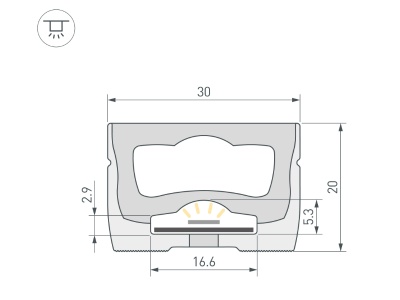 Силиконовый профиль WPH-FLEX-3020-TOP-S16-20m WHITE