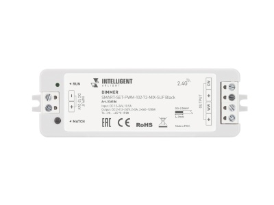 INTELLIGENT ARLIGHT Диммер SMART-SET-PWM-102-72-MIX-SUF Black (12-24V, 2x5A, ПДУ LINE, 2.4G)