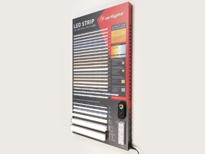 Стенд Светодиодные Ленты RT-LUX-1100x600mm (DB 3мм, пленка, лого)