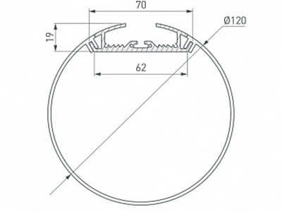 Профиль SL-ROUND-D120-2000 ANOD